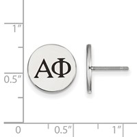 Sterling Silver Rhodium-plated LogoArt Alpha Phi Sorority Greek Letters Black Enamel Post Earrings view 2
