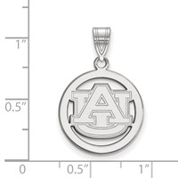 Sterling Silver Rhodium-plated LogoArt Auburn University Medium Circle Pendant view 2