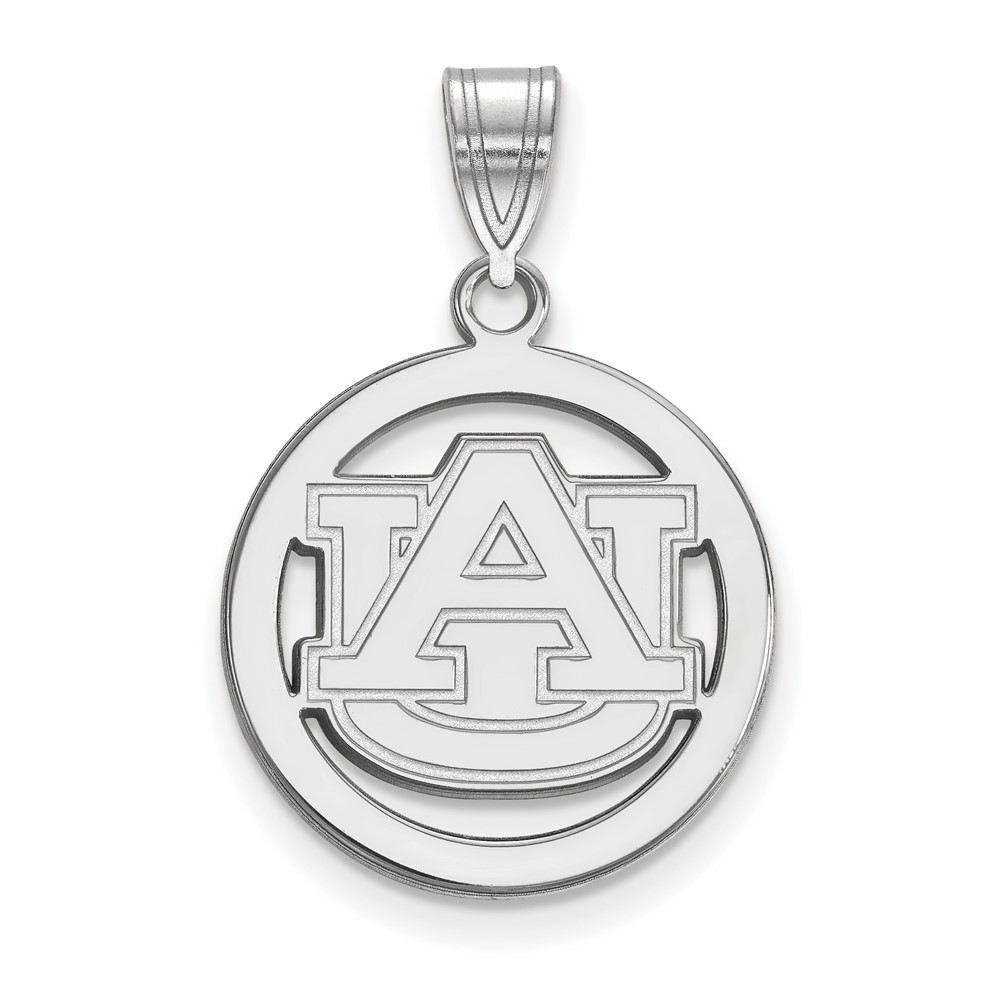 Sterling Silver Rhodium-plated LogoArt Auburn University Medium Circle Pendant