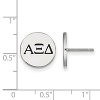 Sterling Silver Rhodium-plated LogoArt Alpha Xi Delta Sorority Greek Letters Black Enamel Post Earrings view 2