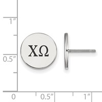 Sterling Silver Rhodium-plated LogoArt Chi Omega Sorority Greek Letters Black Enamel Post Earrings view 2