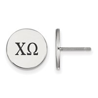 Sterling Silver Rhodium-plated LogoArt Chi Omega Sorority Greek Letters Black Enamel Post Earrings view 1