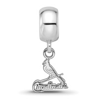 Sterling Silver Rhodium Plated Major League Baseball LogoArt St. Louis Cardinals Bird Dangle Bead view 3