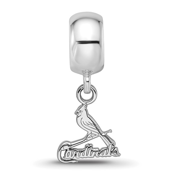 Sterling Silver Rhodium Plated Major League Baseball LogoArt St. Louis Cardinals Bird Dangle Bead