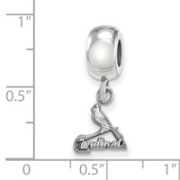 Sterling Silver Rhodium Plated Major League Baseball LogoArt St. Louis Cardinals Bird Dangle Bead view 4