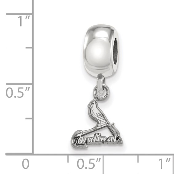 Sterling Silver Rhodium Plated Major League Baseball LogoArt St. Louis Cardinals Bird Dangle Bead
