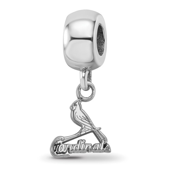 Sterling Silver Rhodium Plated Major League Baseball LogoArt St. Louis Cardinals Bird Dangle Bead
