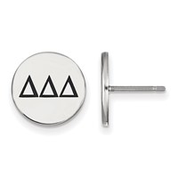 Sterling Silver Rhodium-plated LogoArt Delta Delta Delta Sorority Greek Letters Black Enamel Post Earrings view 1