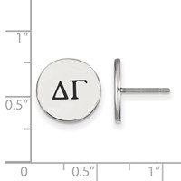 Sterling Silver Rhodium-plated LogoArt Delta Gamma Sorority Greek Letters Black Enamel Post Earrings view 2