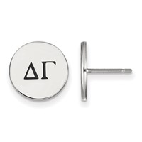 Sterling Silver Rhodium-plated LogoArt Delta Gamma Sorority Greek Letters Black Enamel Post Earrings view 1