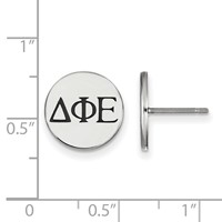 Sterling Silver Rhodium-plated LogoArt Delta Phi Epsilon Sorority Greek Letters Black Enamel Post Earrings view 2