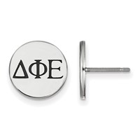 Sterling Silver Rhodium-plated LogoArt Delta Phi Epsilon Sorority Greek Letters Black Enamel Post Earrings view 1