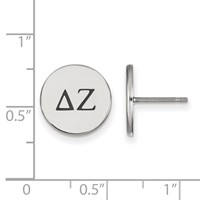 Sterling Silver Rhodium-plated LogoArt Delta Zeta Sorority Greek Letters Black Enamel Post Earrings view 2