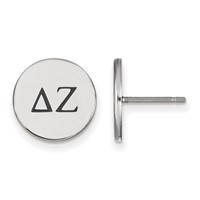 Sterling Silver Rhodium-plated LogoArt Delta Zeta Sorority Greek Letters Black Enamel Post Earrings view 1