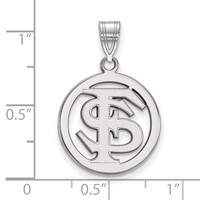 Sterling Silver Rhodium-plated LogoArt Florida State University F-s Medium Circle Pendant view 2