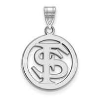 Sterling Silver Rhodium-plated LogoArt Florida State University F-s Medium Circle Pendant view 1