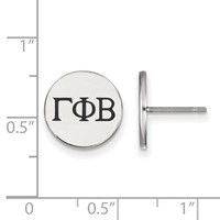 Sterling Silver Rhodium-plated LogoArt Gamma Phi Beta Sorority Greek Letters Black Enamel Post Earrings view 2
