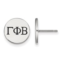 Sterling Silver Rhodium-plated LogoArt Gamma Phi Beta Sorority Greek Letters Black Enamel Post Earrings view 1