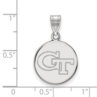 Sterling Silver Rhodium-plated LogoArt Georgia Institute of Technology G-t Medium Disc Pendant view 2