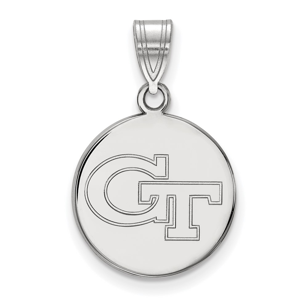 Sterling Silver Rhodium-plated LogoArt Georgia Institute of Technology G-t Medium Disc Pendant
