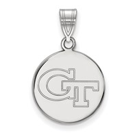 Sterling Silver Rhodium-plated LogoArt Georgia Institute of Technology G-t Medium Disc Pendant view 1