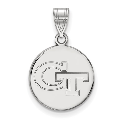 Sterling Silver Rhodium-plated LogoArt Georgia Institute of Technology G-t Medium Disc Pendant