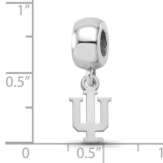 Sterling Silver Rhodium-plated LogoArt Indiana University I-U Extra Small Dangle Bead Charm