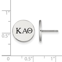 Sterling Silver Rhodium-plated LogoArt Kappa Alpha Theta Sorority Greek Letters Black Enamel Post Earrings view 2
