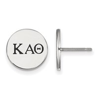 Sterling Silver Rhodium-plated LogoArt Kappa Alpha Theta Sorority Greek Letters Black Enamel Post Earrings view 1