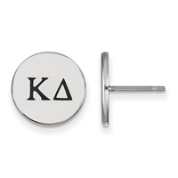 Sterling Silver Rhodium-plated LogoArt Kappa Delta Sorority Greek Letters Black Enamel Post Earrings view 1