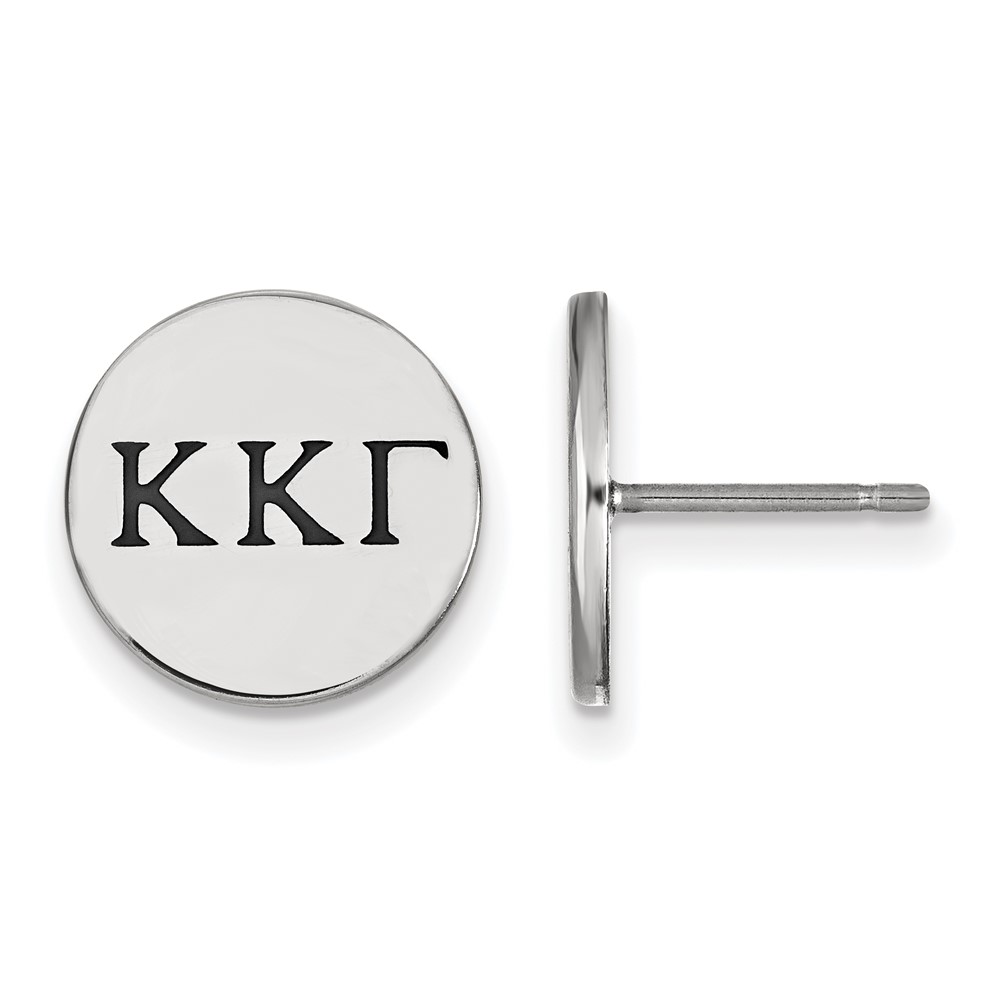 Sterling Silver Rhodium-plated LogoArt Kappa Kappa Gamma Sorority Greek Letters Black Enamel Post Earrings