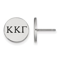 Sterling Silver Rhodium-plated LogoArt Kappa Kappa Gamma Sorority Greek Letters Black Enamel Post Earrings view 1
