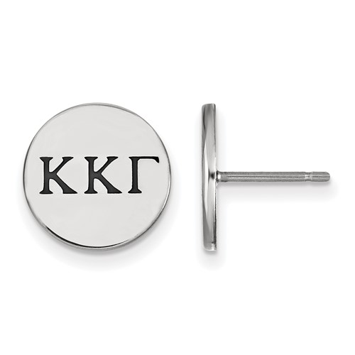Sterling Silver Rhodium-plated LogoArt Kappa Kappa Gamma Sorority Greek Letters Black Enamel Post Earrings