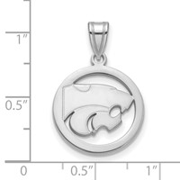 Sterling Silver Rhodium-plated LogoArt Kansas State University Wildcat Medium Circle Pendant view 3