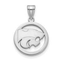 Sterling Silver Rhodium-plated LogoArt Kansas State University Wildcat Medium Circle Pendant view 1