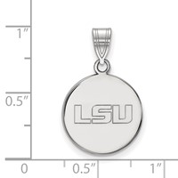 Sterling Silver Rhodium-plated LogoArt Louisiana State University L-s-u Medium Disc Pendant view 2