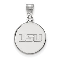 Sterling Silver Rhodium-plated LogoArt Louisiana State University L-s-u Medium Disc Pendant view 1