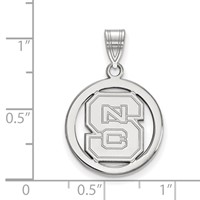 Sterling Silver Rhodium-plated LogoArt North Carolina State University N-c-s Small Circle Pendant view 2