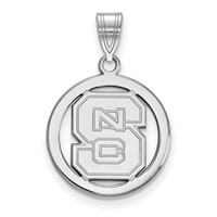Sterling Silver Rhodium-plated LogoArt North Carolina State University N-c-s Small Circle Pendant view 1