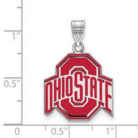 Sterling Silver Rhodium-plated LogoArt the Ohio State University Large Enameled Pendant view 2