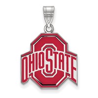 Sterling Silver Rhodium-plated LogoArt the Ohio State University Large Enameled Pendant view 1
