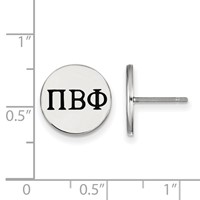 Sterling Silver Rhodium-plated LogoArt Pi Beta Phi Sorority Greek Letters Black Enamel Post Earrings view 2
