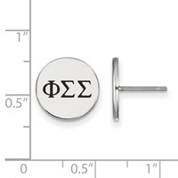 Sterling Silver Rhodium-plated LogoArt Phi Sigma Sigma Sorority Greek Letters Black Enamel Post Earrings view 2