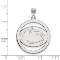 Sterling Silver Rhodium-plated LogoArt Penn State University Lion Extra Large Circle Pendant view 2