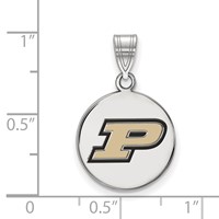 Sterling Silver Rhodium-plated LogoArt Purdue University Letter P Medium Enameled Disc Pendant view 2