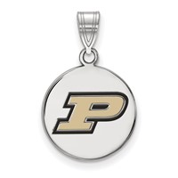 Sterling Silver Rhodium-plated LogoArt Purdue University Letter P Medium Enameled Disc Pendant view 1