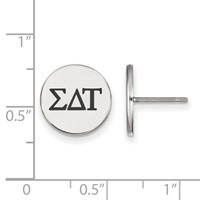 Sterling Silver Rhodium-plated LogoArt Sigma Delta Tau Sorority Greek Letters Black Enamel Post Earrings view 2