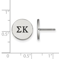Sterling Silver Rhodium-plated LogoArt Sigma Kappa Sorority Greek Letters Black Enamel Post Earrings view 2