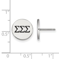 Sterling Silver Rhodium-plated LogoArt Sigma Sigma Sigma Sorority Greek Letters Black Enamel Post Earrings view 2