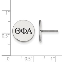 Sterling Silver Rhodium-plated LogoArt Theta Phi Alpha Sorority Greek Letters Black Enamel Post Earrings view 2